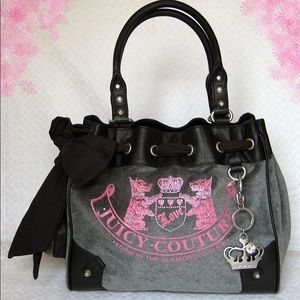Juicy Couture Grey Pink Velour Bag